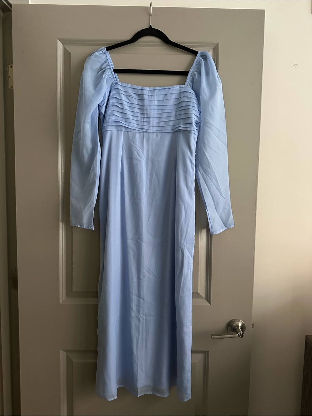 Abercrombie & Fitch Light Blue Long Sleeve Square Neck Midi Dress